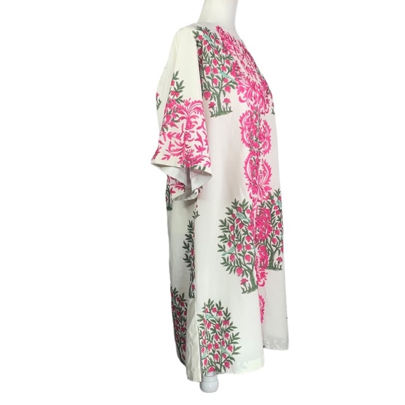 Anthropologie Sue Sartor Kaftan Shift Midi Dress Large Embroidered Bell Sleeve - Picture 2 of 15